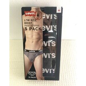 Levis Low Rise Brief Men Size M 5-Pack Premium Cotton Comfort Waistband Tag-Free